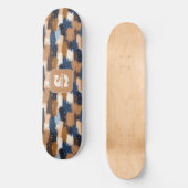 Skateboard Brosses Abstraites en bleu, blanc et Brown (2) (Recto)