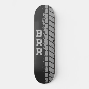 Skateboard BrR Logo Gris Lettres Pneus Treads