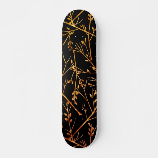 Skateboard Brûler Orange Twigs sur Noir (Devant)