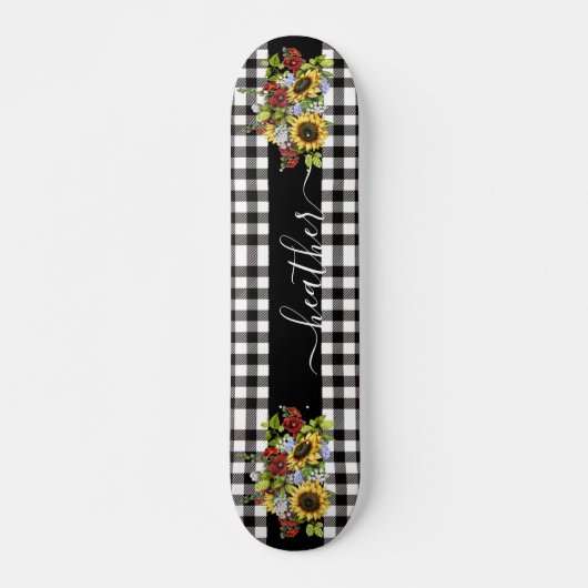 Skateboard Buffalo Black White Sunflower Nom manuscrit (Devant)
