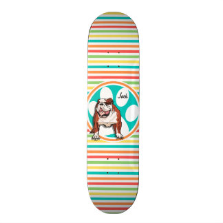 Skateboard Bulldog ; Bright Rainbow Strips