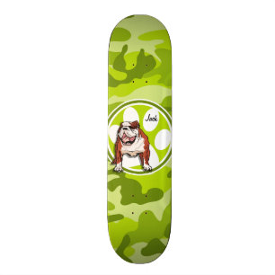 Skateboard Bulldog ; camo vert vif, camouflage