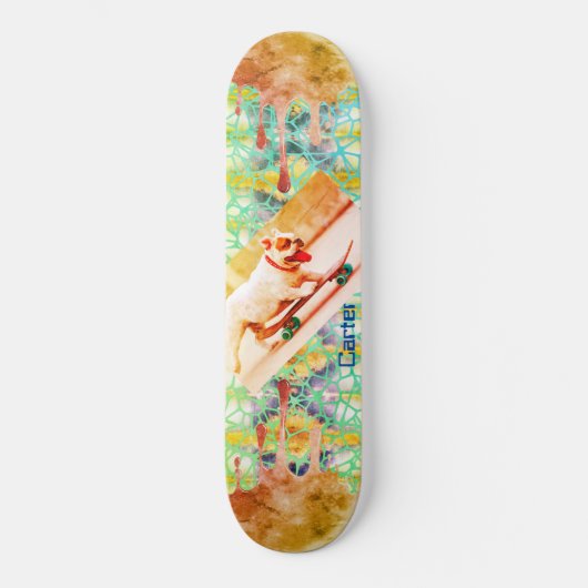 Skateboard Bulldog Teal Red tie-dye (Recto)