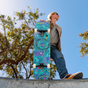 Skateboard Bulles d'Océan : Art Maximaliste
