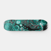 Skateboard Bulles turquoises et noires Cellules d'art fluides (Horz)