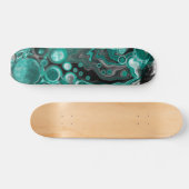 Skateboard Bulles turquoises et noires Cellules d'art fluides (Horz)