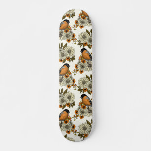 Skateboard Bullfinch on autumn floral 2