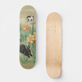 Skateboard Bunnies mignons aux fleurs de jonquille Antique Pâ (Recto)