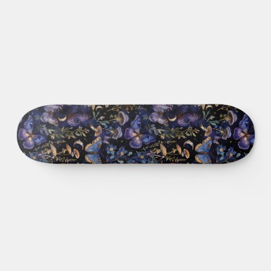 Skateboard Butterfly Floral Celestial Mystical Dark Pattern (Horz)