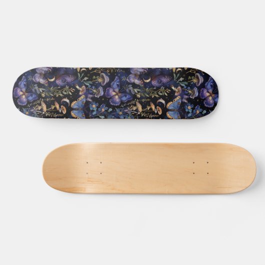 Skateboard Butterfly Floral Celestial Mystical Dark Pattern (Horz)