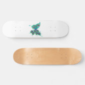 Skateboard Butterfly with Green Peacock Feathers (Horz)