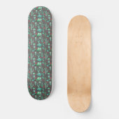 Skateboard cactus and ladybutern pattern - black background (Recto)