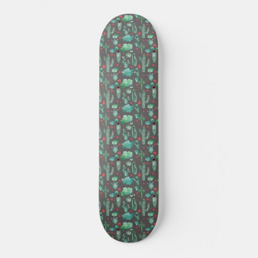 Skateboard cactus and ladybutern pattern - black background (Recto)