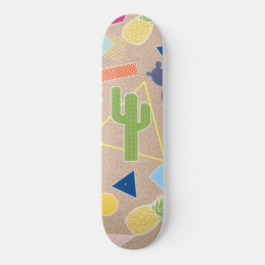 Skateboard Cactus moderne géométrique Memphis inspiré motif (Recto)