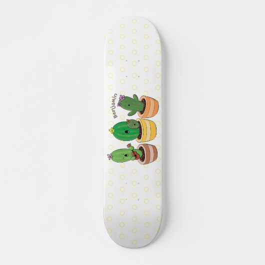 Skateboard Cactus trio chantante mignonne dessin animé (Devant)