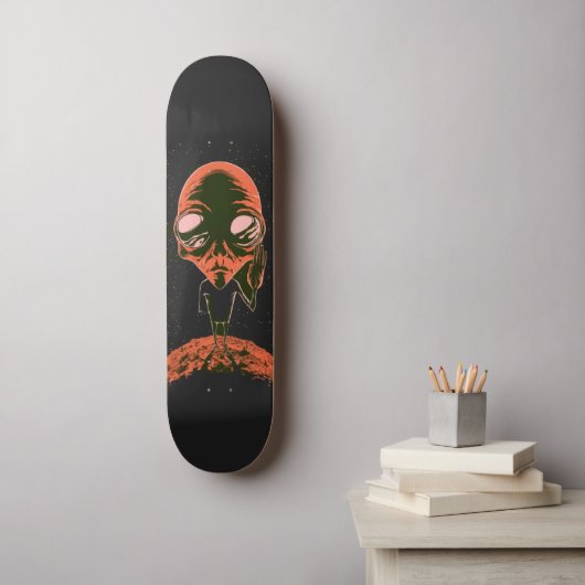 Skateboard Cadeau drôle d'alien d'espace extra-atmosphérique (Art mural)