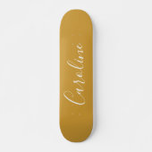 Skateboard Calligraphie Chic Personnalisée Nom Mustard Jaune (Devant)
