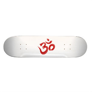 Skateboard Calligraphie indoue rouge de l'OM Aum Devanagari
