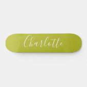 Skateboard Calligraphie Personnalisée Chic Nom Lime Chartreus (Horz)