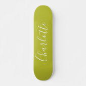 Skateboard Calligraphie Personnalisée Chic Nom Lime Chartreus (Devant)
