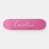 Skateboard Calligraphie Personnalisée Chic Nom Rose Chaud (Horz)