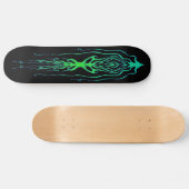 Skateboard Calmar tribal de tatouage de pieuvre - vert sur no (Horz)