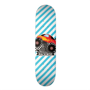 Skateboard Camion Monster Rouge ; Drapeau À damiers ; Bleu