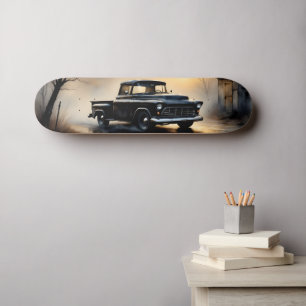 Skateboard Camionnette Vintage Classique Noire 1957