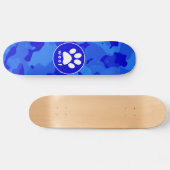 Skateboard Camo bleu ; Empreinte de patte (Horz)