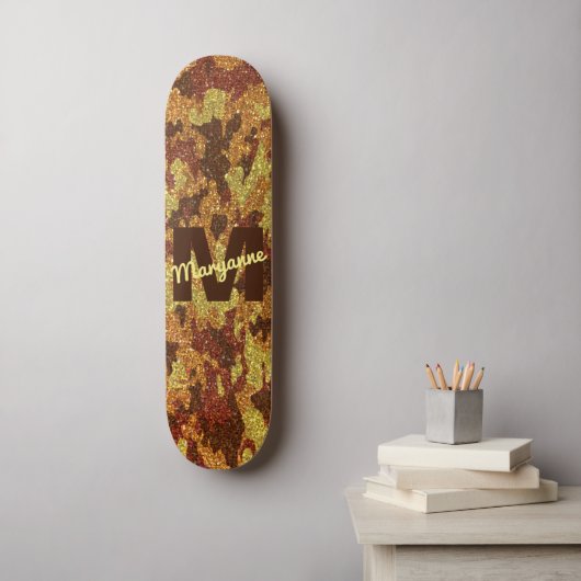 Skateboard Camouflage d'automne Parties scintillant Orange Ch (Art mural)