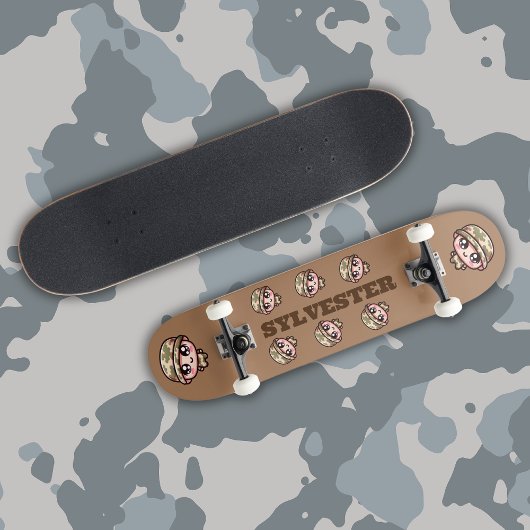 Skateboard Camouflage de l'armée de Cute Kawaii Monogramme su