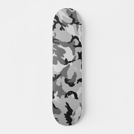 Skateboard Camouflage de noir de blanc gris (Devant)