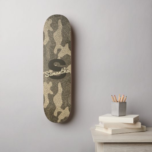 Skateboard Camouflage Parties scintillant d'or Monogramme per (Art mural)