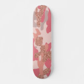 Skateboard Camouflage Rose Gold Blush Pink Camo Motif de l'ar (Devant)