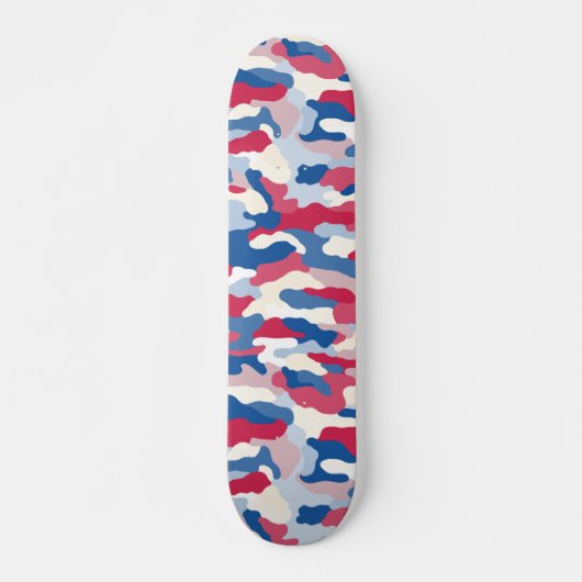 Skateboard Camouflage rouge blanc et bleu (Devant)