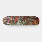 Skateboard Camper Rétro, Champignons, Ruisseau et Fleurs (Horz)