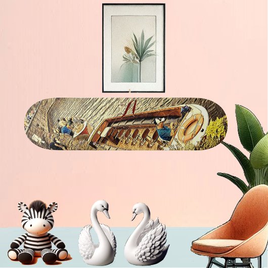 Skateboard Canal Sail Boat Pathway Scenery. Amusants artistiq