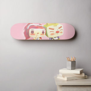 Skateboard Caractères Whimsical avec chat