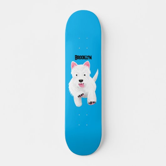 Skateboard Caricature blanche de terrier de l'ouest (Devant)