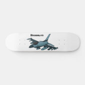 Skateboard Caricature d'avion de chasse militaire (Horz)