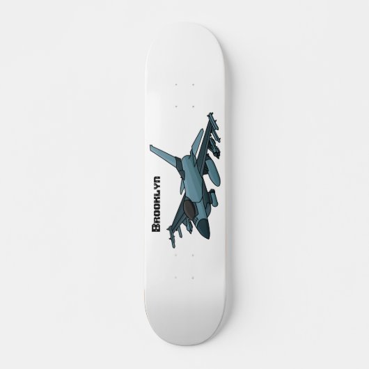 Skateboard Caricature d'avion de chasse militaire (Devant)
