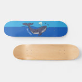 Skateboard Caricature de baleine mignonne et de baleine de ve (Horz)