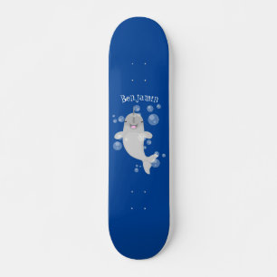Skateboard Caricature de bulles de narval joyeux