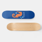 Skateboard Caricature de bulles d'hippocampe orange (Horz)