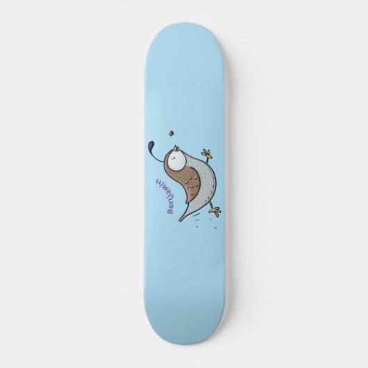 Skateboard Caricature de caille californienne joli (Devant)