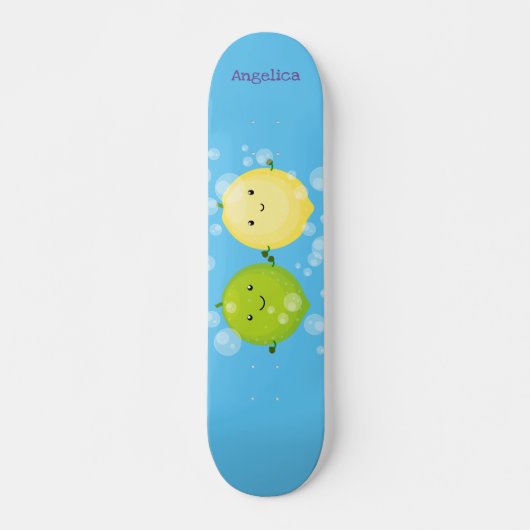 Skateboard Caricature de chaux de citron joyeux (Devant)