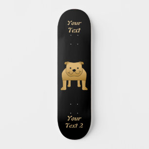 Skateboard Caricature de chien mignon. Chien-taureaux rouge.