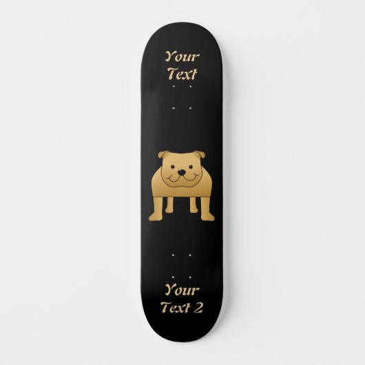 Skateboard Caricature de chien mignon. Chien-taureaux rouge. (Recto)