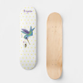 Skateboard Caricature de colibri d'abeille mignonne (Recto)