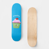 Skateboard Caricature de cupcake joyeux (Recto)